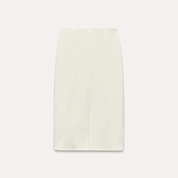 NWT ZARA MIDI SKIRTβTextured Ecru White - Picture 2 of 5